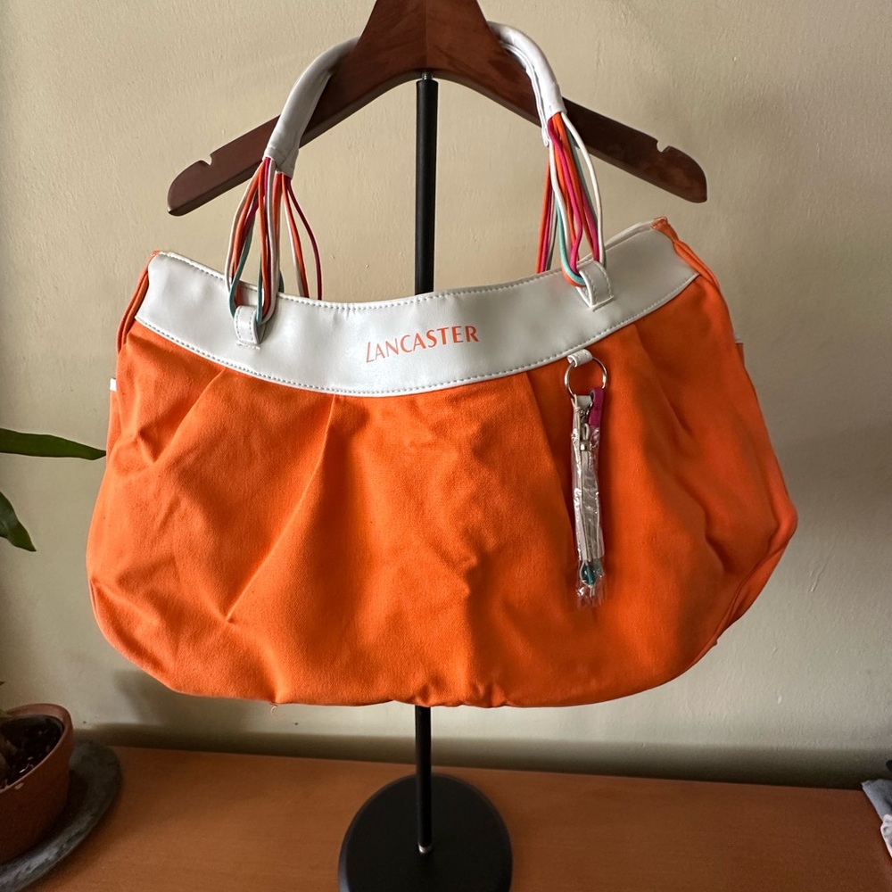 Lancaster Orange and White Women's Shoulder Bag